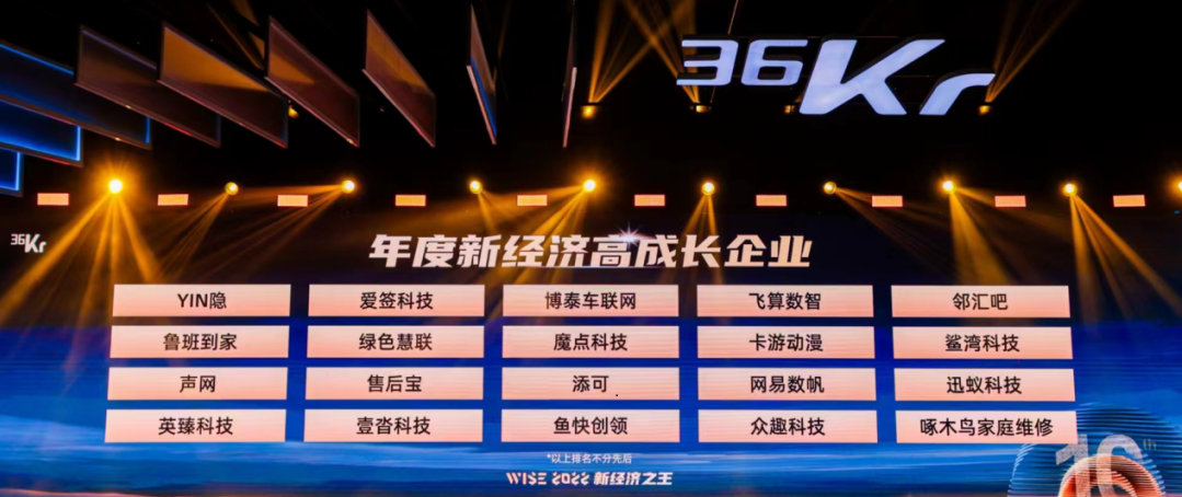 售后宝获评36氪「WISE2022新经济之王」“年度新经济高成长企业”称号